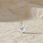 Load image into Gallery viewer, 1.50ctw Oval Lab Diamond Necklace, 14k Gold Solitaire Pendant, F+ VS+ Grown Diamond, Prong Set, Everyday Fine Jewelry Gift for Her