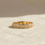 Load image into Gallery viewer, Lab Grown Diamond Pyramid Eternity Ring | 14K Solid Gold | Modern Geometric Wedding Band | Custom Fine Jewelry Jwalin Jewels