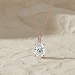 Load image into Gallery viewer, 1.50ctw Oval Lab Diamond Necklace, 14k Gold Solitaire Pendant, F+ VS+ Grown Diamond, Prong Set, Everyday Fine Jewelry Gift for Her