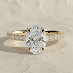 Load image into Gallery viewer, Diamond Engagement Ring 2.00 CT Oval and 0.45 CT Side Stones Pave Band in White, Yellow, Rose Gold