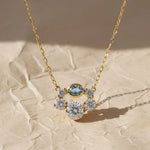 Load image into Gallery viewer, Oval Blue Sapphire Necklace with Lab Grown Diamonds | 14K Gold Bezel Set Necklace Gift for Her Jwalin Jewels