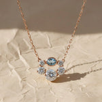 Load image into Gallery viewer, Oval Blue Sapphire Necklace with Lab Grown Diamonds | 14K Gold Bezel Set Necklace Gift for Her Jwalin Jewels