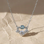 Load image into Gallery viewer, Oval Blue Sapphire Necklace with Lab Grown Diamonds | 14K Gold Bezel Set Necklace Gift for Her Jwalin Jewels