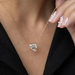 Load image into Gallery viewer, Bezel Set Emerald Cut Lab Grown Diamond Pendant Necklace: 14k Gold, IGI Certified Jwalin Jewels