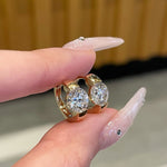 Load image into Gallery viewer, 0.50 ctw Round Lab Grown Diamond Huggie Earrings | 14K Yellow Gold Bezel Hoops | Round Cut Diamond Dangle | Minimalist Bridal Jewelry Gift