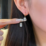 Load image into Gallery viewer, Emerald Cut Lab Grown Diamond Huggie, Solid Gold Prong Set Statement Hoop, Chunky Modern Geometric Earrings, Small Hoops, 14K 18K, Reka