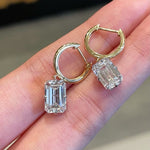 Load image into Gallery viewer, Emerald Cut Lab Grown Diamond Huggie, Solid Gold Prong Set Statement Hoop, Chunky Modern Geometric Earrings, Small Hoops, 14K 18K, Reka