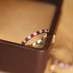 Load image into Gallery viewer, Ruby Diamond Wedding Band / Ruby Diamond Alternating Shared Prong Wedding Band / Ruby Ring / Anniversary Band