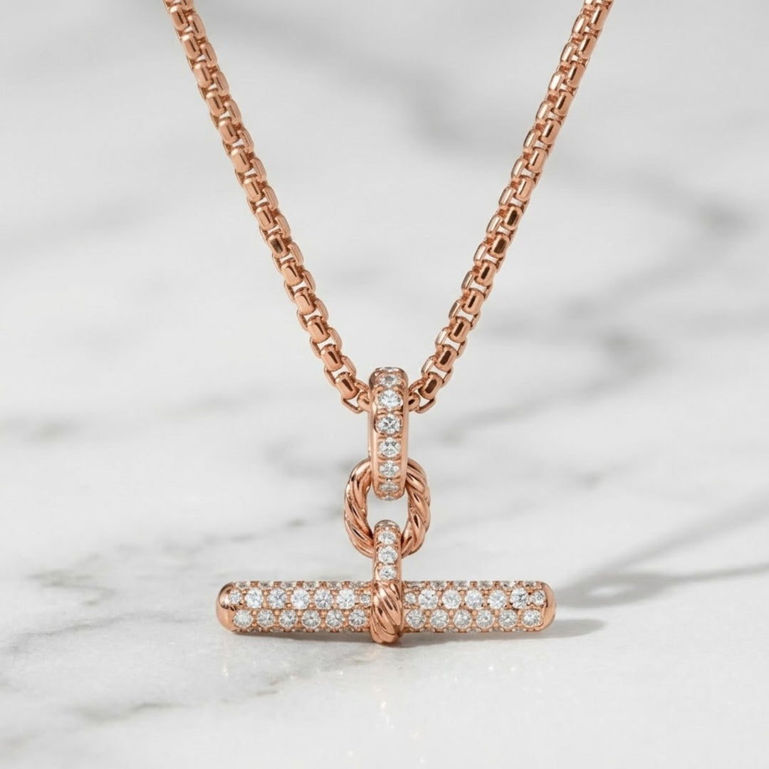 Diamond Bar Necklace, Gold Bar Necklace, Modern Jewelry, Pave Pendant, Lab Grown Diamond, 14K White Yellow Rose Gold