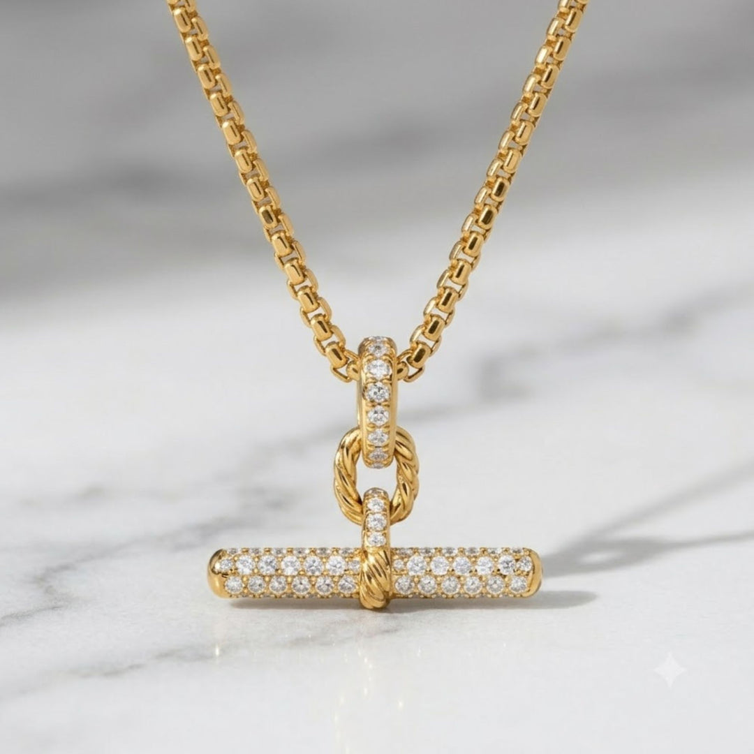 Diamond Bar Necklace, Gold Bar Necklace, Modern Jewelry, Pave Pendant, Lab Grown Diamond, 14K White Yellow Rose Gold