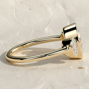 Diamond Three Stone Ring | Bezel Set Oval Cut 2 CT + 1 CT F+ VS+ | 14K Solid Gold Gold Jewelry for Bridal, Gift, Custom, Modern Style