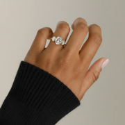 Diamond Three Stone Ring | Bezel Set Oval Cut 2 CT + 1 CT F+ VS+ | 14K Solid Gold Gold Jewelry for Bridal, Gift, Custom, Modern Style