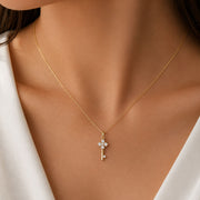 18K Solid Gold Mini Key Diamond Pendant Necklace,Dainty Lab Grown Diamond Charm Necklace, Everyday Jewelry,Gift for her,Graduation gift