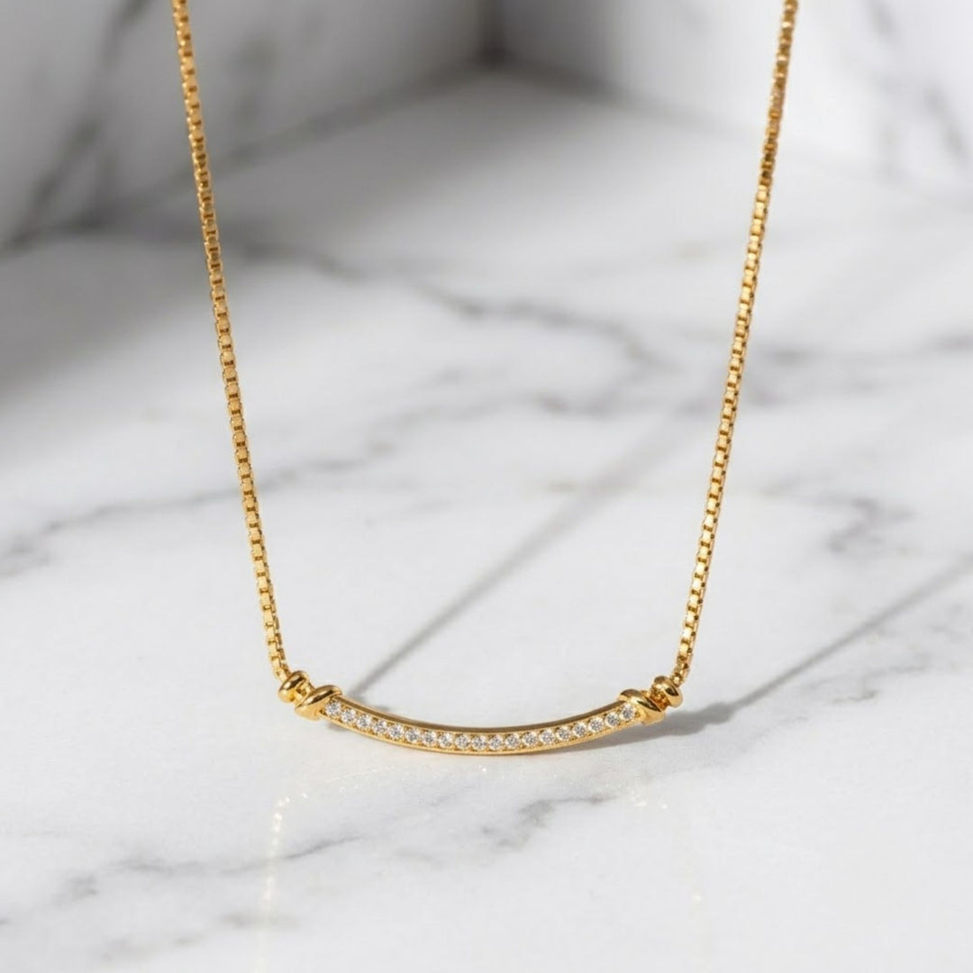Lab Grown Diamond Bar Necklace 14K Gold, Pave Setting, Elegant Pendant, Anniversary Gift for Her, Women's Gold Jewelry