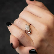 Marquise Lab Grown Diamond Solitaire Ring,14K Gold, Engagement Statement Jewelry, Curved Bypass Design, IGI Certified, Modern Elegant Gift Jwalin Jewels
