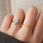 Load image into Gallery viewer, Marquise Lab Grown Diamond Solitaire Ring,14K Gold, Engagement Statement Jewelry, Curved Bypass Design, IGI Certified, Modern Elegant Gift