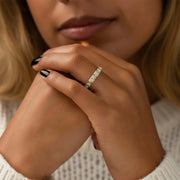 Lab Grown Diamond Pyramid Eternity Ring | 14K Solid Gold | Modern Geometric Wedding Band | Custom Fine Jewelry Jwalin Jewels
