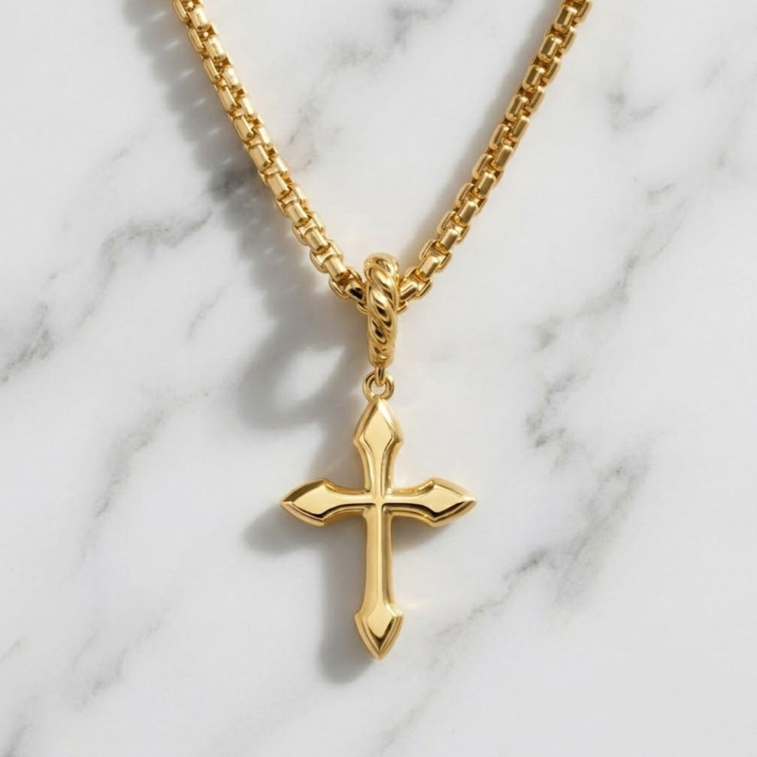 Natural Diamond Tiny Cross Necklace, 14K Solid Gold