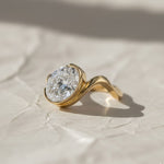 Load image into Gallery viewer, Lab Grown Oval Cut Diamond Ring, Bezel Set, 2.00 CT F+ VS+ Certified IGI Gold Engagement Ring, East West Solitaire, Luxury Jewelry