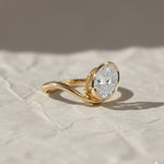 Load image into Gallery viewer, Lab Grown Oval Cut Diamond Ring, Bezel Set, 2.00 CT F+ VS+ Certified IGI Gold Engagement Ring, East West Solitaire, Luxury Jewelry