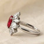 Load image into Gallery viewer, Solid Gold Oval Cut Lab-Grown Ruby Engagement Ring, Proposal Ring, Promise Ring, Art Deco Ring, Anniversary/ Birthday Gift for Women, Wife