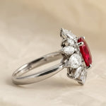 Load image into Gallery viewer, Solid Gold Oval Cut Lab-Grown Ruby Engagement Ring, Proposal Ring, Promise Ring, Art Deco Ring, Anniversary/ Birthday Gift for Women, Wife