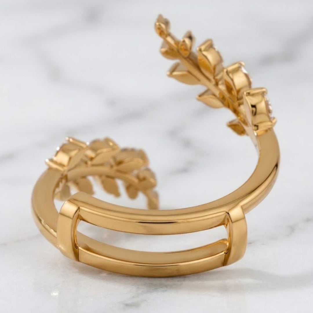 2.10 CT Lozenge Lab Grown Diamond Ring Set, Nature Inspired Engagement Ring, 14K Solid Gold