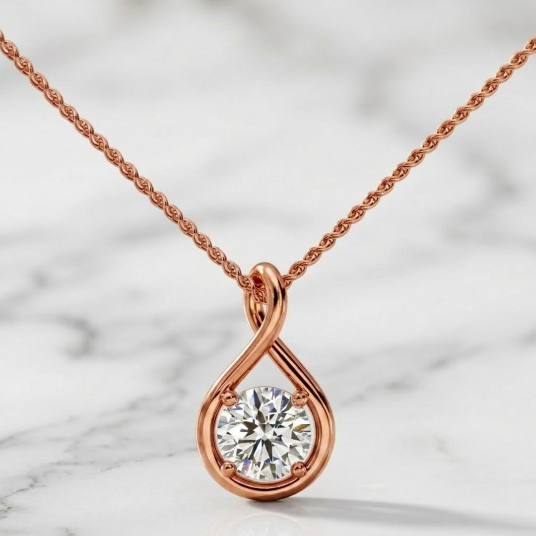 Round Diamond Necklace, Dainty Necklace, Gold Necklace, Layering Necklace, Gift for her, Diamond Pendant, Anniversary Gift