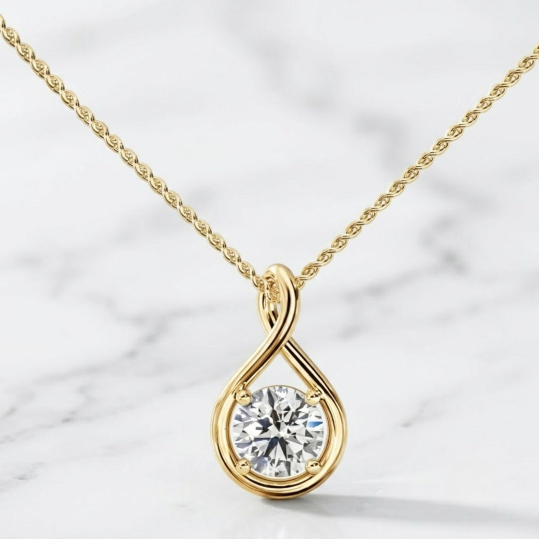 Round Diamond Necklace, Dainty Necklace, Gold Necklace, Layering Necklace, Gift for her, Diamond Pendant, Anniversary Gift