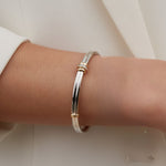 Load image into Gallery viewer, Bangle Bracelet, Statement Jewelry, Two Tone Diamond Bangle, Minimalist Bracelet, Vintage Jewelry, Stacking Bracelet, Bangles