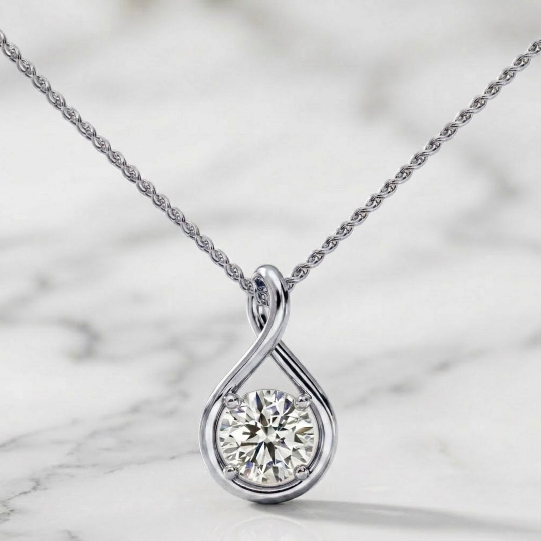 Round Diamond Necklace, Dainty Necklace, Gold Necklace, Layering Necklace, Gift for her, Diamond Pendant, Anniversary Gift