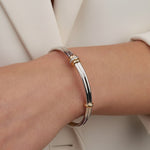 Load image into Gallery viewer, Bangle Bracelet, Statement Jewelry, Two Tone Diamond Bangle, Minimalist Bracelet, Vintage Jewelry, Stacking Bracelet, Bangles