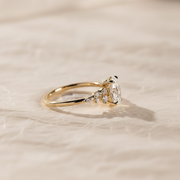 2.0 CT Oval Lab-Grown Diamond Engagement Ring: Solid Gold Cluster Bridal Ring