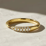Load image into Gallery viewer, Stackable Ring / 14k Gold Pave Diamond Open Cuff Claw Diamond Ring / Minimal Dainty Stacking Diamond Ring by Jwelin Jewelry Jwalin Jewels