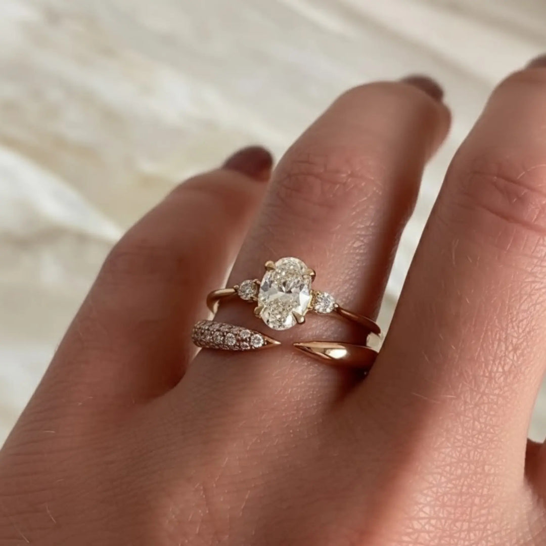 Stackable Ring / 14k Gold Pave Diamond Open Cuff Claw Diamond Ring / Minimal Dainty Stacking Diamond Ring by Jwelin Jewelry Jwalin Jewels