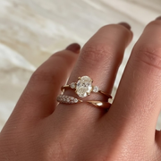 Stackable Ring / 14k Gold Pave Diamond Open Cuff Claw Diamond Ring / Minimal Dainty Stacking Diamond Ring by Jwelin Jewelry