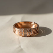 Lab Grown Diamond Cuff Ring, 14K Solid Gold, Pave & Prong Setting, Stackable, Bridal, Promise, Trendy Statement Jewelry for Women