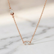 Marquise Cut Solitaire Pendant Necklace / Diamond Gold Necklace / Solid Gold Necklace