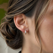 14K Solid Gold Pave Pear Huggie Hoops | Natural Diamond Teardrop Statement Earrings