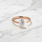 2.00 CT Marquise Cut Lab Grown Diamond Open Cuff Ring, 14k Gold, IGI Certified, Engagement Band, Solid Gold Jewelry, Anniversary Gift