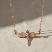 Lab Grown Tanzanite & Blue Topaz Dragonfly Necklace, Gold Filled, Nature Inspired, Dainty Fine Jewelry, Gift for Her, Boho Jewelry