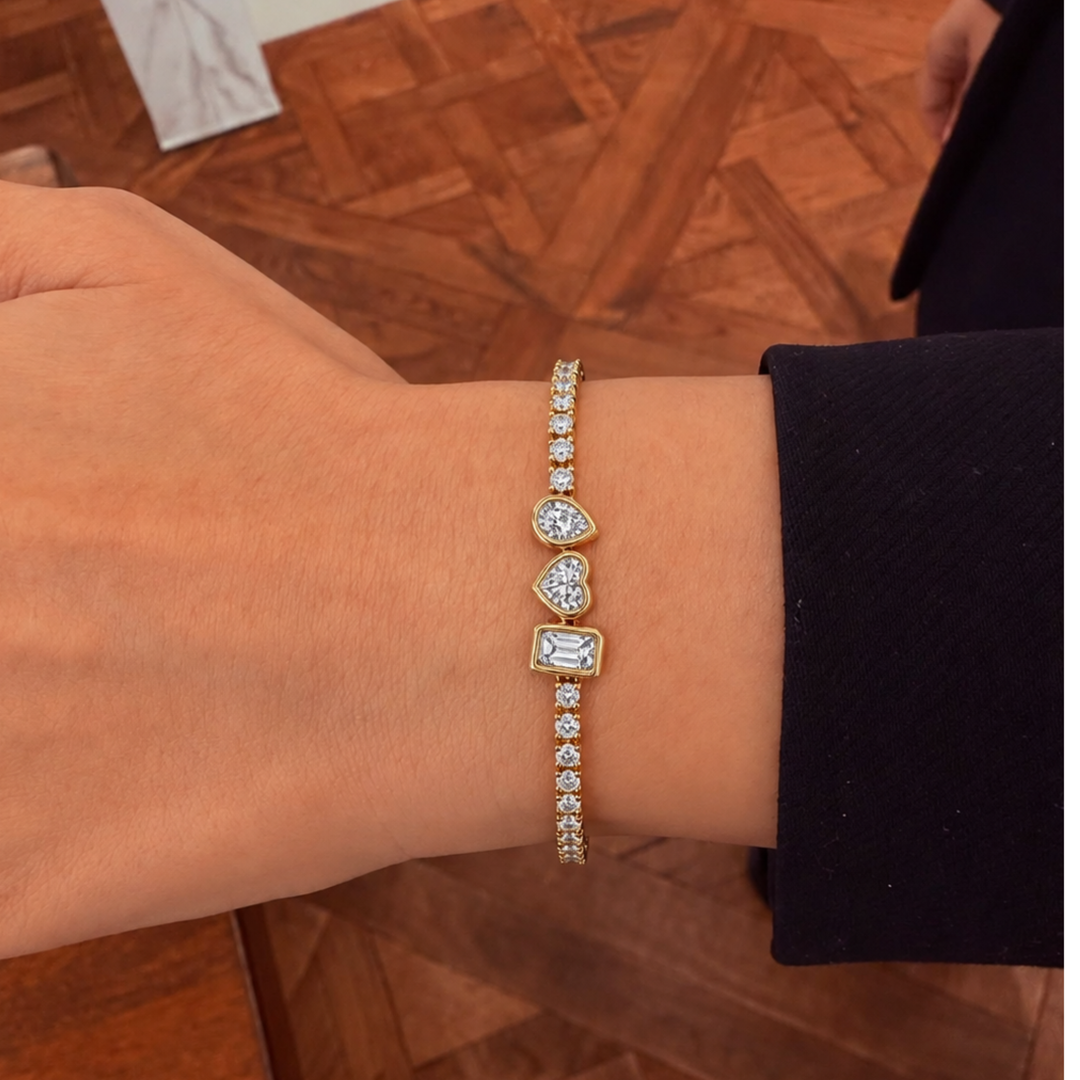 3.18 TCW GIA certified Mixed Shape Natural Diamond Tennis Bracelet 18K Solid Gold