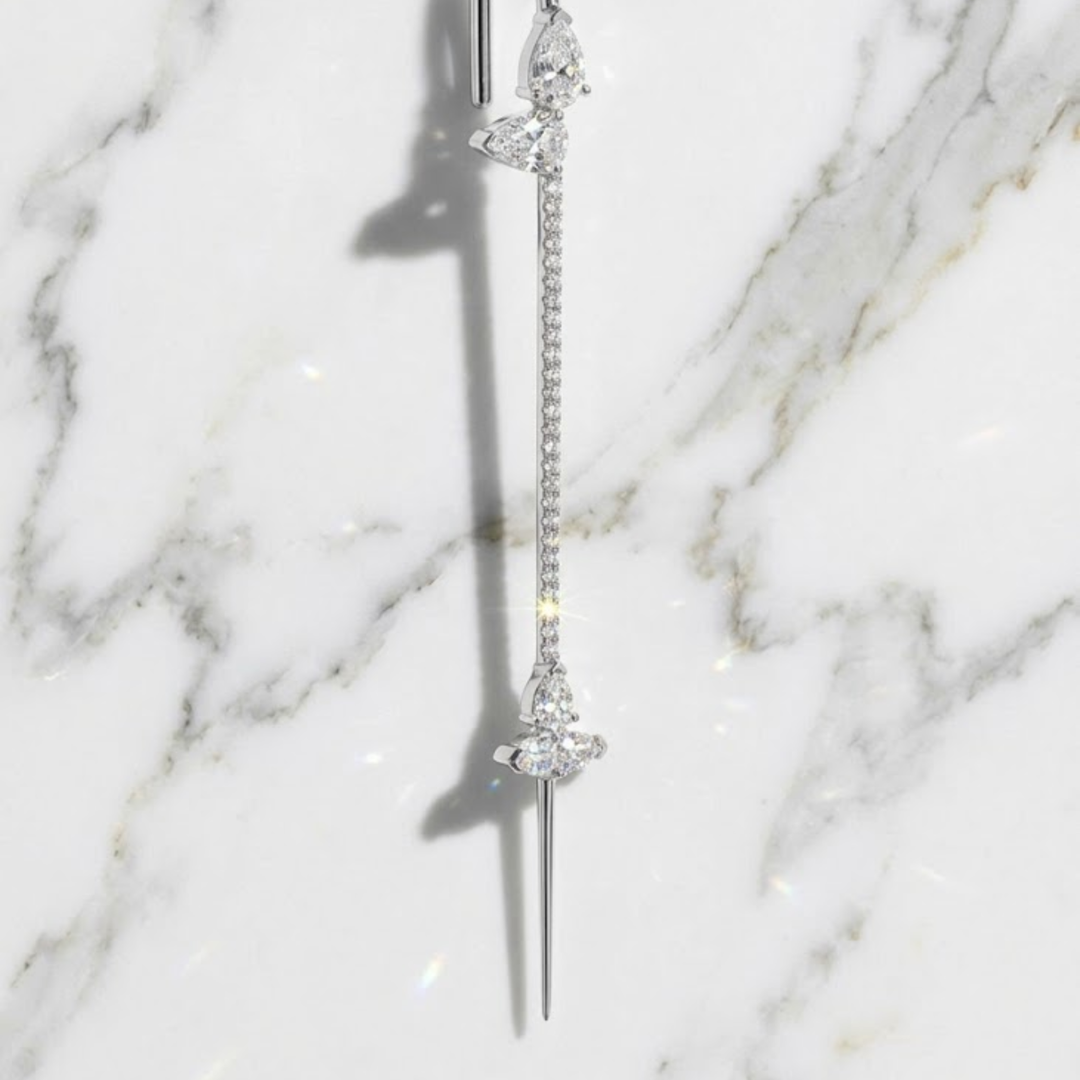 1.20 CT Pear Cut Diamond Ear Cuff Earring, Lab Grown Diamond, 14K Solid Gold, No Piercing Ear Accessory, Statement Jewelry