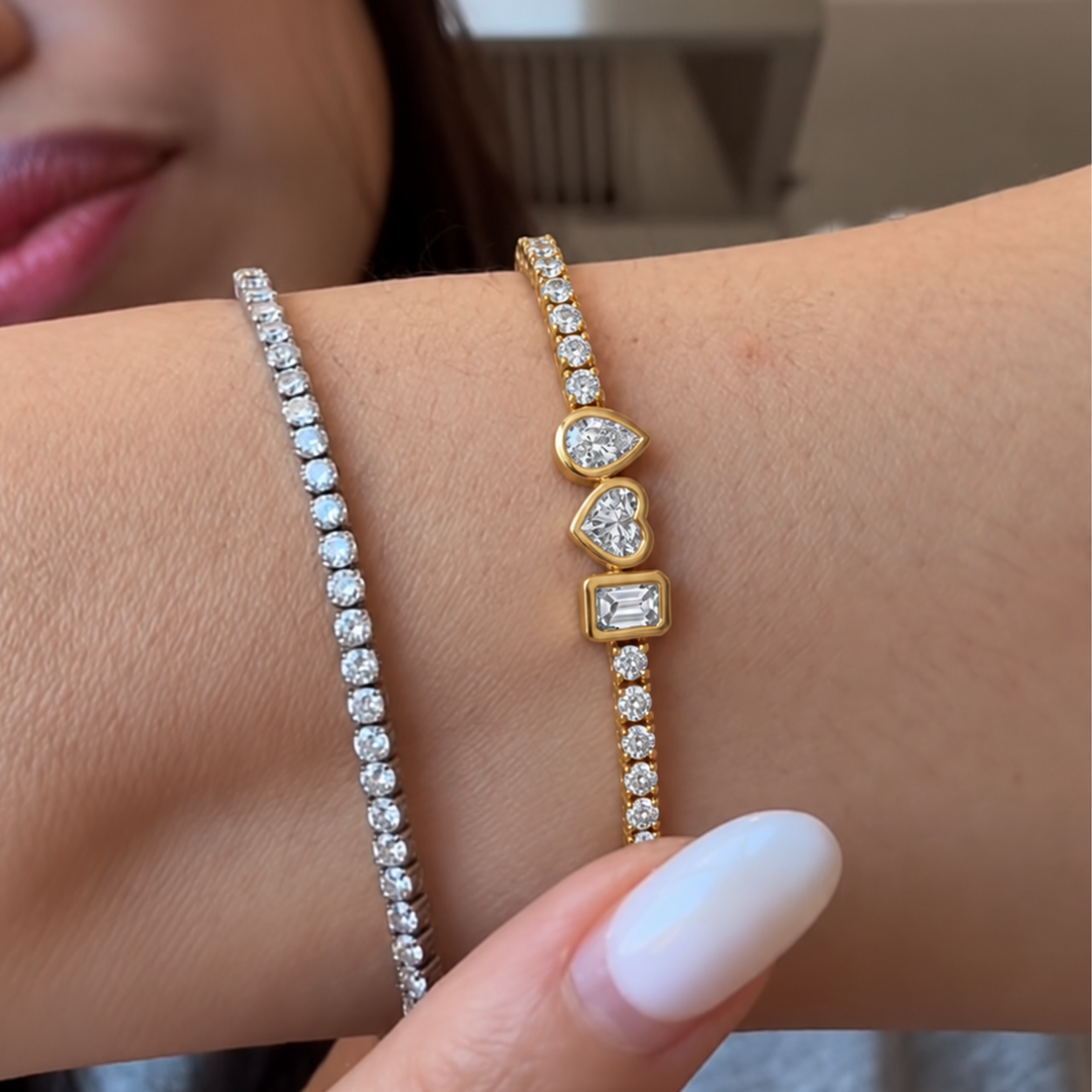 3.18 TCW GIA certified Mixed Shape Natural Diamond Tennis Bracelet 18K Solid Gold