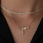 Load image into Gallery viewer, Lab Grown Tanzanite &amp; Blue Topaz Dragonfly Necklace, Gold Filled, Nature Inspired, Dainty Fine Jewelry, Gift for Her, Boho Jewelry