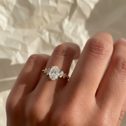 2.0 CT Oval Lab-Grown Diamond Engagement Ring: Solid Gold Cluster Bridal Ring