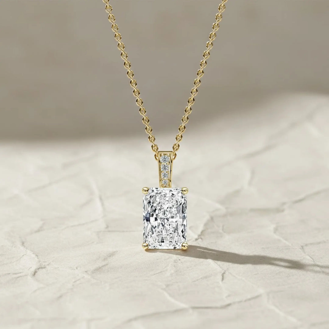 1.50Ct Radiant Cut Lab Diamond Necklace, 14K Gold Solitaire Pendant, F+ VS+ Certified,Prong Setting,Dainty Gold Jewelry for Gift or Everyday Jwalin Jewels