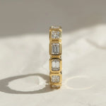 Load image into Gallery viewer, Emerald Cut Lab Grown Diamond Eternity Ring, 14K Yellow Gold Bezel Set Jwalin Jewels