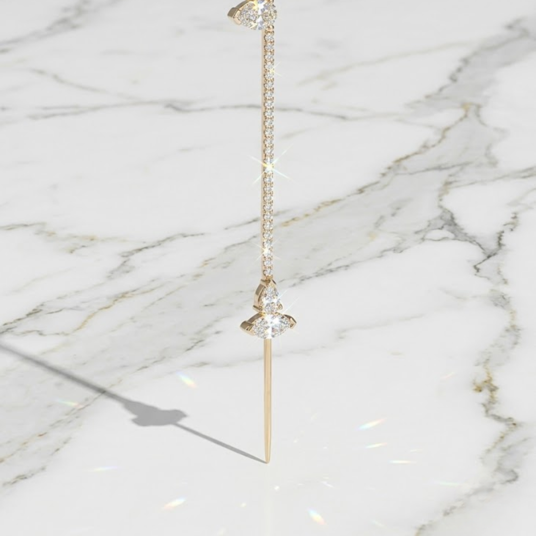 1.20 CT Pear Cut Diamond Ear Cuff Earring, Lab Grown Diamond, 14K Solid Gold, No Piercing Ear Accessory, Statement Jewelry