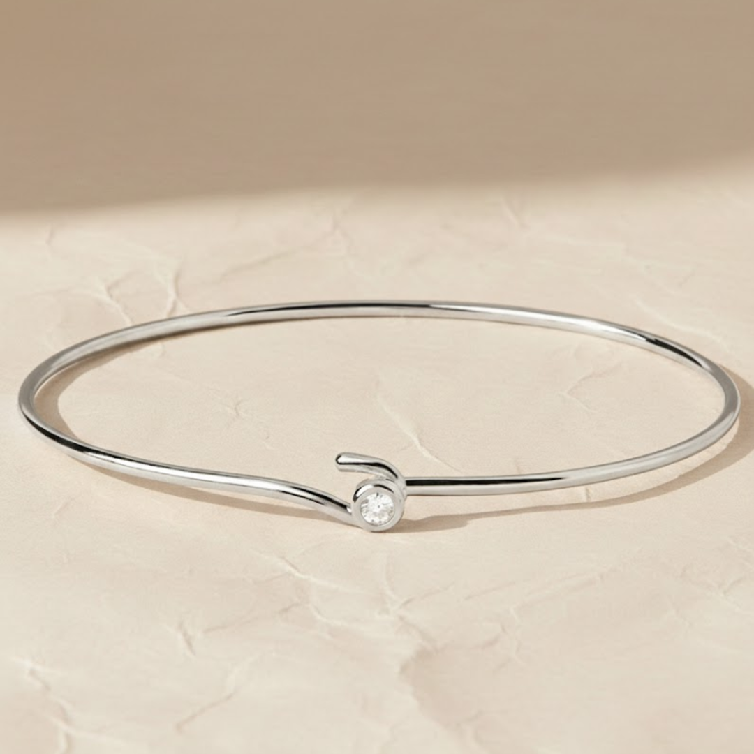 Diamond Cuff Bracelet,14K Solid Gold, Wave Bezel Setting, Modern Open Bangle, Certified Fine Jewelry, Anniversary Gift, Daily Wear